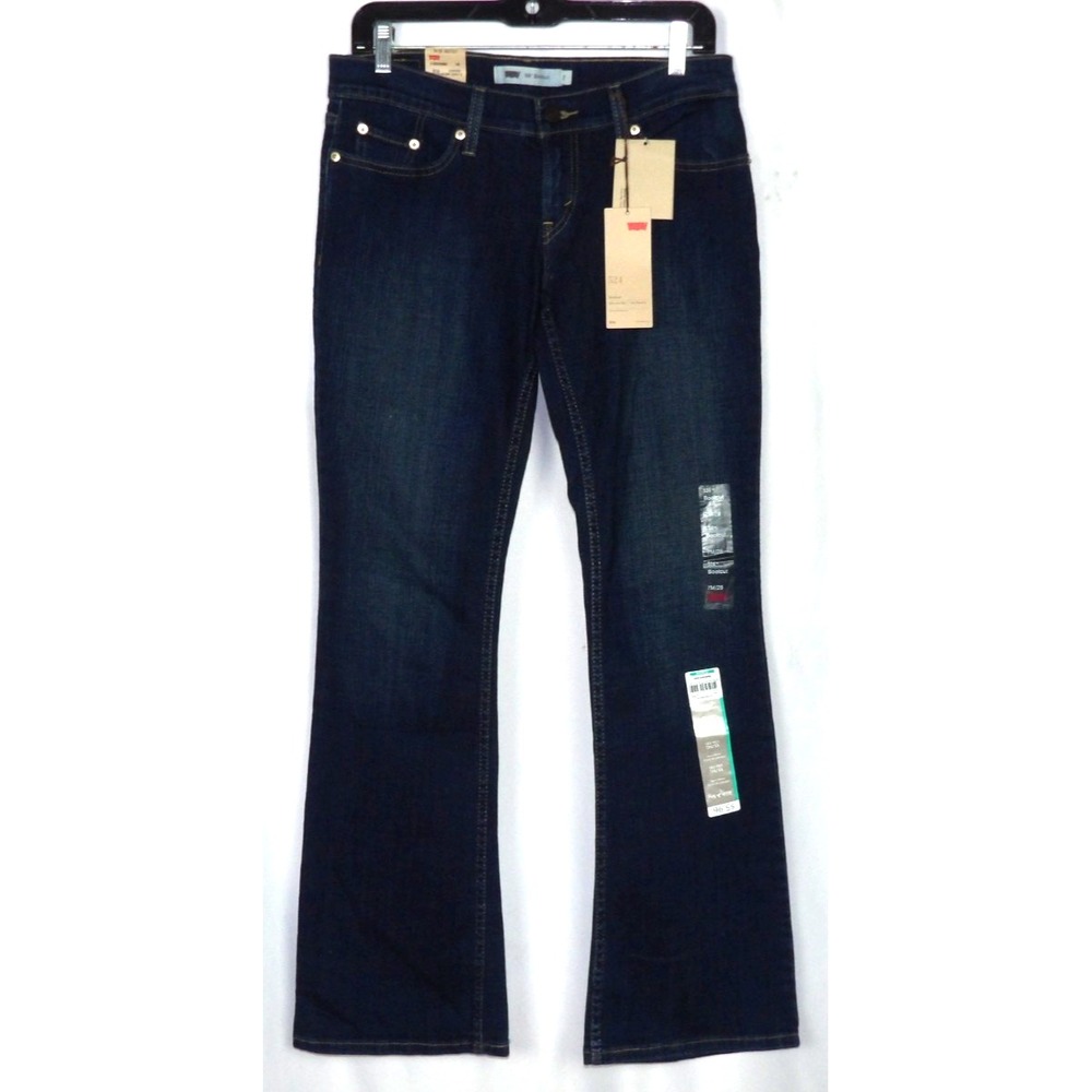 NEW! Levi's Dark Stretch 524 Low Rise Slim Boot Cut Denim Jeans Women's 28 NWT!